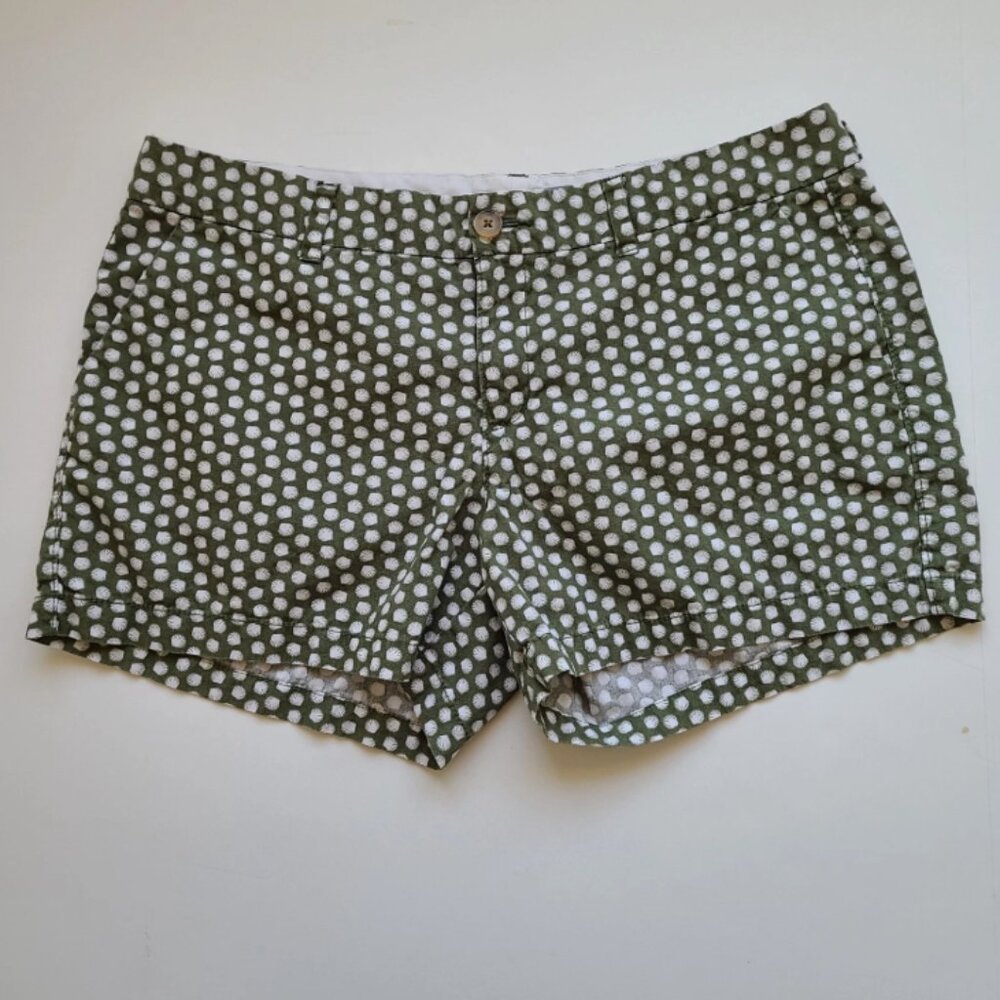 Women's Old Navy Seashell Shorts 10 Green Shell 3.5" Ins Midrise 100% Cotton